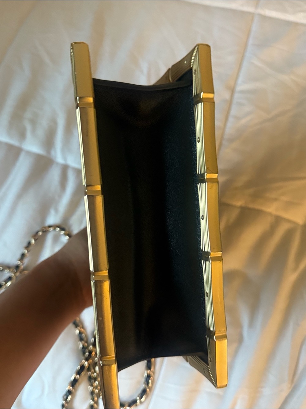 Brandon Blackwood Black & Gold Bamboo Tote / Crossbody Bag ✨ - Picture 6 of 8